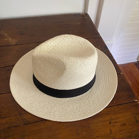 BANANA REPUBLIC | Cream Straw Fedora with Black Band - Picture 4 of 7